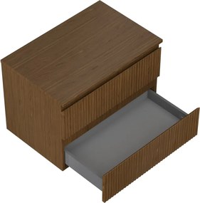 Mexen Rivel szafka łazienkowa podumywalkowa 70 cm z blatem, 2 szuflady, ryflowana , orzech - 91A20-07047-2-BFFC86