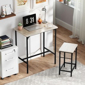 Zestaw stół barowy HOMCOM z 2 stołkami, Antypoślizgowe podkładki, Drewno naturalne