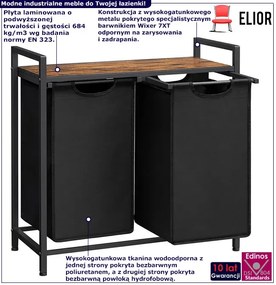 Regał Z 2 Koszami Na Pranie Rustykalny Brąz L7-Z52