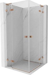 Mexen Lunar L Duo kabina prysznicowa uchylna 95 x 95 cm, transparent, miedź szczotkowana - 834L-095L-095P-65-00