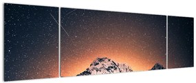 Obraz nocnego nieba z górą (170x50 cm)