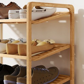HOMCOM Regal bambusowy, regał na buty, regał do przedpokoju, 3 poziomy, nośność 30 kg, drewno