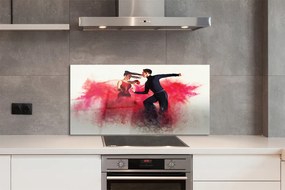 Szklany Panel Taniec w Czerwonym Dymie