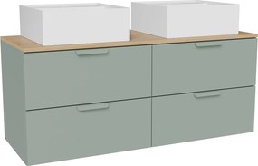 Podwieszana szafka łazienkowa z umywalką nablatową kwadratową - Migdałowa zieleń - szer. 120 cm AVORELI