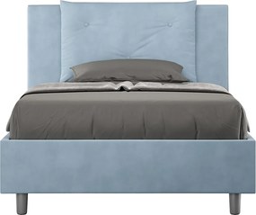 Łóżko wyposażone w stelaż z listwami tapicerowane 120x200 microfibra błękitny Appia