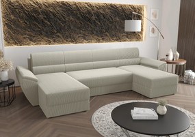 Beżowy narożnik w kształcie U z pojemnikiem K7-N80