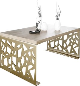 Prostokątna ława w stylu glamour złoty + dąb sonoma P1-R29