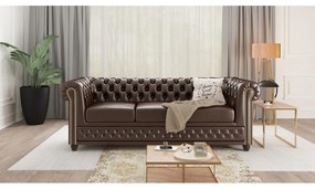 Ciemnobrązowa rozkładana sofa z imitacji skóry 203 cm York – Ropez