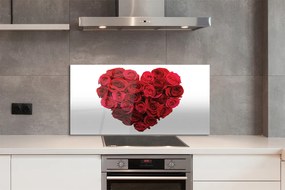 Szklany Panel Serce z Czerwonych Róż
