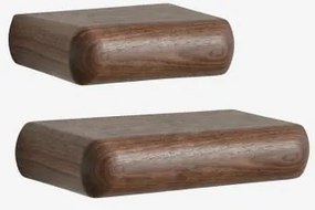 Zestaw 2 Drewnianych Półek Ściennych Carmen Ciemny Akacjowy Brąz & ↔︎ 40 Cm - ↔︎ 60 Cm - Sklum