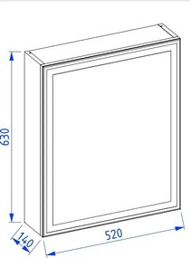 Szafka łazienkowa z lustrem NEO 52 cm biały połysk z oświetleniem LED KROFAM