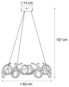 Designerska lampa wisząca złota okrągła z 3-stopniowym ściemnianiem - Krisscross Nowoczesny Oswietlenie wewnetrzne