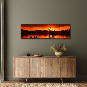 Obraz - Rybacy na jeziorze (170x50 cm)