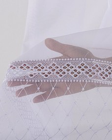 Firana na taśmie kolor biały tkanina półprzezroczysta, strukturalna, wzorzysta