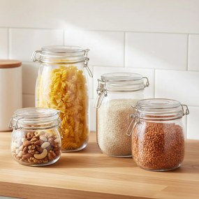 Szklane słoiki z klipsem RESO, 4 sztuki