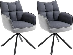 Zestaw krzeseł 2 szt. - tkanina i czarny metal - ciemnoszary i jasnoszary - RENATA 2