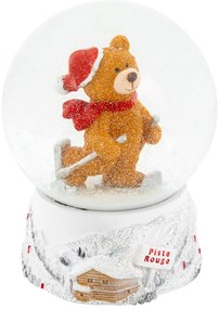Kula śnieżna, miś na nartach, Ø 8 cm