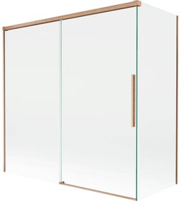 Mexen Rox parawan nawannowy 2-skrzydłowy rozsuwany 160 + 70 x 150 cm, transparent, miedż szczotkowana - 8C9-160-070-65-00