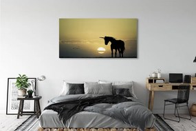 Fotoobraz na płótnie Jednorożec na Polu o Zachodzie Słońca
