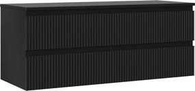 Mexen Rivel szafka łazienkowa podumywalkowa 120 cm z blatem, 2 szuflady, ryflowana , czarna mat - 91A20-12047-2-BFFC71