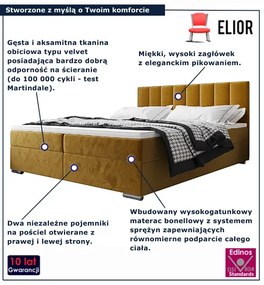 Musztardowe łóżko kontynentalne z pikowanym zagłówkiem 5 rozmiarów B3-S53