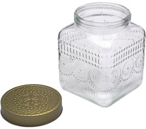 Altom Zestaw szklanych pojemników z złotym wieczkiem Daisy 1,8 l, 4 szt., 1,8 l