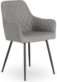 Zestaw Stół Prostokątny Rozkładany HAMPTON 160-240 cm Dąb/Czarny i 4 Krzesła Tapicerowane BRESSO 2 Szare