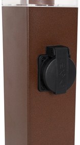 Zewnetrzna Lampa zewnętrzna rdzawo-brązowa 80 cm z gniazdkiem IP44 - MaliosDesignerski Oswietlenie zewnetrzne