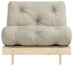 Fotel rozkładany z beżowym lnianym obiciem Karup Design Roots Raw/Linen