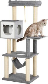 PawHut wielopoziomowy drapak do ostrzenia pazurów dla kotów z hamakiem