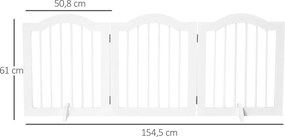 PawHut Drzwi Ochronne do Budy 3częściowe Składane Bezpieczeństwo w Domu i Ogrodzie Białe 1545x295x61 cm | Aosom PL
