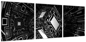 Obraz abstrakcyjnego sześcianu (z zegarem) (90x30 cm)