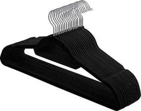Wieszaki na ubrania Valora Black Velvet 50 szt. z obrotowymi haczykami