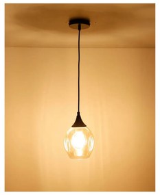 Czarna lampa wisząca ze szklanym kloszem ø 14 cm Aspa – Candellux Lighting