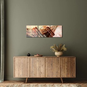 Obraz - Wieża Eiffla w stylu vintage (z zegarem) (90x30 cm)