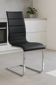 Czarne krzesło metalowe na płozach C4-G04