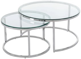 Stoliki kawowe wysuwane ze szkła hartowanego i stali nierdzewnej - Srebrny - MAEVANE II Pascala Morabito