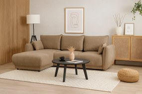 Narożnik lewy Loren z funkcją spania 250x150x90 cm – tkanina Raven 30 beżowa