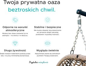 Wiszący fotel MOLINE z czarnym stojakiem, beżowy
