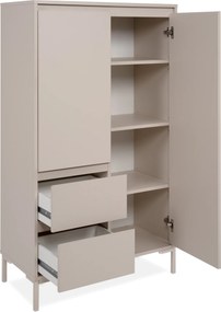 Beżowa komoda wysoka Korsika 81 cm, z szafkami i szufladami