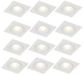 Zestaw 12 kwadratowych opraw wpuszczanych biały GU10 50 mm IP44 - Xena