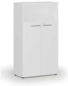 Szafa biurowa kombinowana PRIMO WHITE, drzwi na 3 poziomach, 800 x 420 x 1434 mm, biały