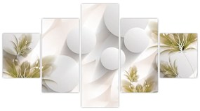 Obraz - 3D koła z kwiatami (125x70 cm)