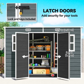 Outsunny Szopa Ogrodowa 3,2 m², Schowek z Płaskim Dachem, 303x123x197 cm z Oknem, Zamykana, Podwójne Drzwi, Wentylacja, Podłoga | Aosom PL