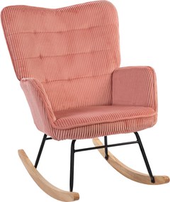 HOMCOM Fotel bujany, Fotel relaksacyjny, Fotel bujany, obciążenie do 120 kg, Poliester, 98 x 71 x 101 cm, Różowy