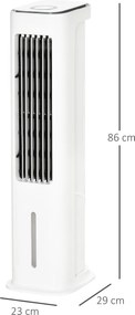 HOMCOM 2-w-1 chłodnik powietrza z chłodzeniem wodnym, 7 L zbiornik, 12h timer, do 20 m² | Aosom PL