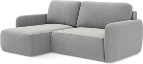 Narożnik lewostronny z funkcją spania - z tkaniny strukturalnej - jasny szary - LILO