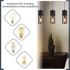 NETTLIFE Lampa wisząca na stół do jadalni E27 - nowoczesna, regulowana 3-punktowa lampa wisząca LED