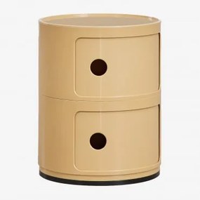 Okrągły Stolik Boczny Babel Z Półkami Lekka Musztarda & 2 Szuflady - Sklum