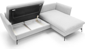 Masseno Narożnik FERRO z funkcją spania i pojemnikiem na pościel Narozniki L, Rozkładana sofa - Szary, SOLID 80